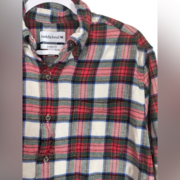 Saddlebred | Women’s Flannel | Size Medium | 100% Cotton | Red/Green/Blue Plaid - Picture 4 of 6